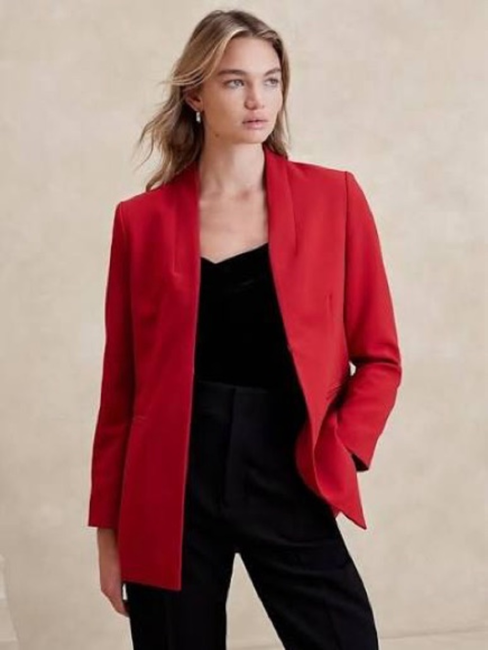 Banana Republic Red Open-Front Blazer